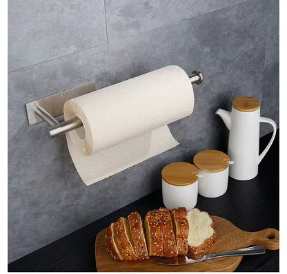 Adhesive Toilet Roll Paper Holder Organizer Wall Mount Storage Stand Kitchen Bathroom No Drill Tissue Towel Dispenser Stainless
