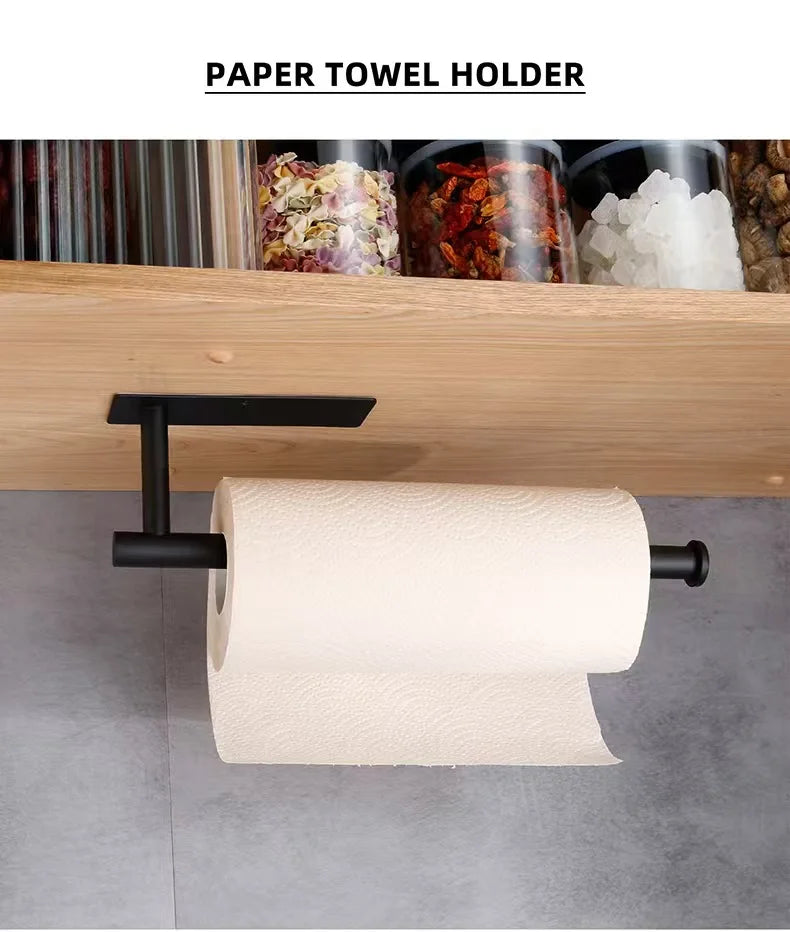 Adhesive Toilet Roll Paper Holder Organizer Wall Mount Storage Stand Kitchen Bathroom No Drill Tissue Towel Dispenser Stainless