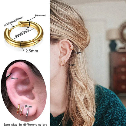 1PCS 2024 New Simple Stainless Steel Small Hoop Earrings for Women Men Cartilage Ear Piercing Jewelry Pendientes Hombre Mujer