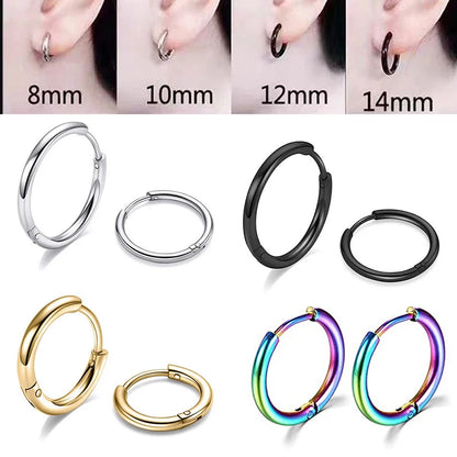 1PCS 2024 New Simple Stainless Steel Small Hoop Earrings for Women Men Cartilage Ear Piercing Jewelry Pendientes Hombre Mujer