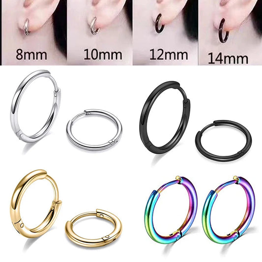 1PCS 2024 New Simple Stainless Steel Small Hoop Earrings for Women Men Cartilage Ear Piercing Jewelry Pendientes Hombre Mujer
