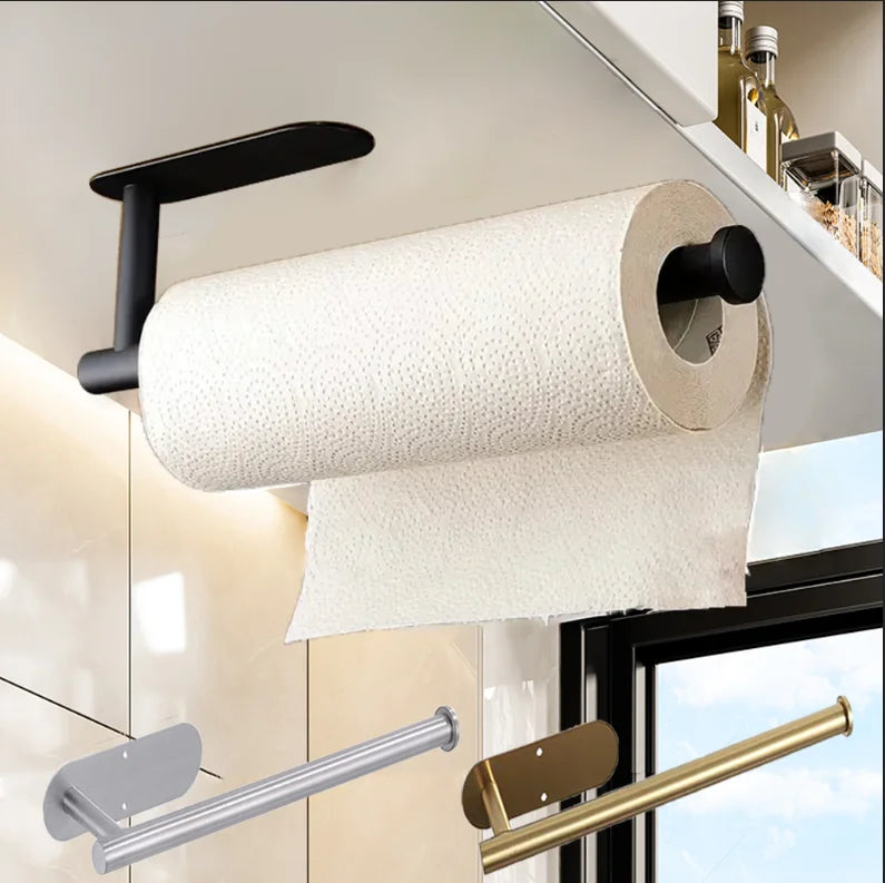Kitchen Paper Towel Holder Adhesive Tissue Hanger Toilet Roll Paper Dispenser Cabinet Storage Napkin Rack Bathroom Accessories