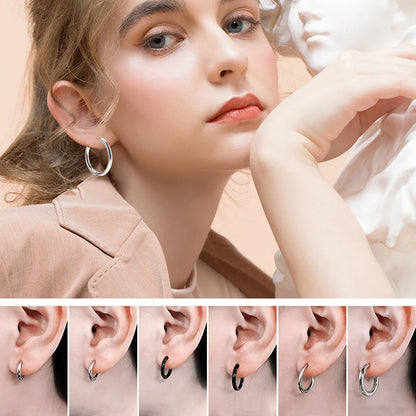 1PCS 2024 New Simple Stainless Steel Small Hoop Earrings for Women Men Cartilage Ear Piercing Jewelry Pendientes Hombre Mujer