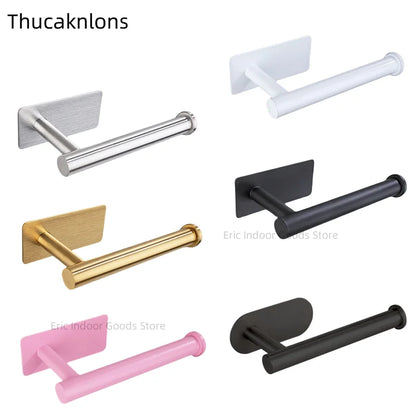 Adhesive Toilet Roll Paper Towel Holder Organizer Punch-free Wall Mount Storage Kitchen Bathroom No Drill Tissue Dispenser