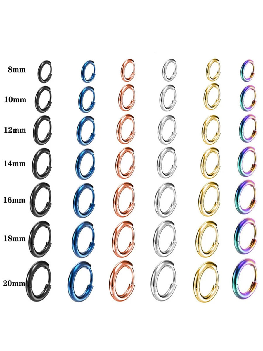 1PCS 2024 New Simple Stainless Steel Small Hoop Earrings for Women Men Cartilage Ear Piercing Jewelry Pendientes Hombre Mujer