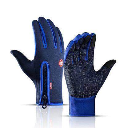 Men Women Cycling Winter Warm Sport Gloves Touchscreen Outdoor Fishing Splash-proof Skiing Snowboard Nonslip Zipper Gloves