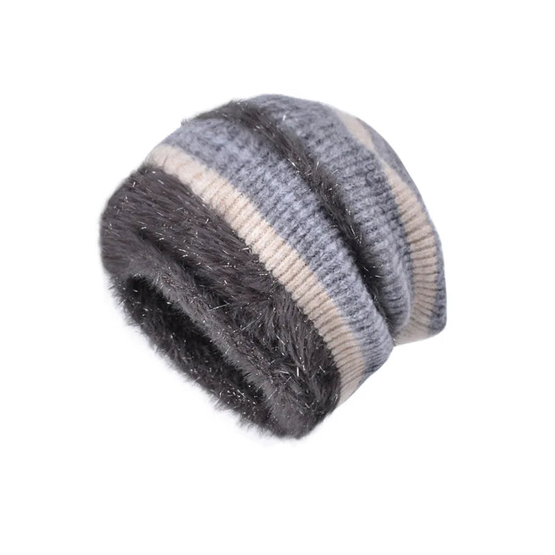 Autumn and Winter Lazy Wind Piled Up Hats  Plush Earmuffs Hats  Women's Wild Cold Hats Small Confinement Hats  Face-saving
