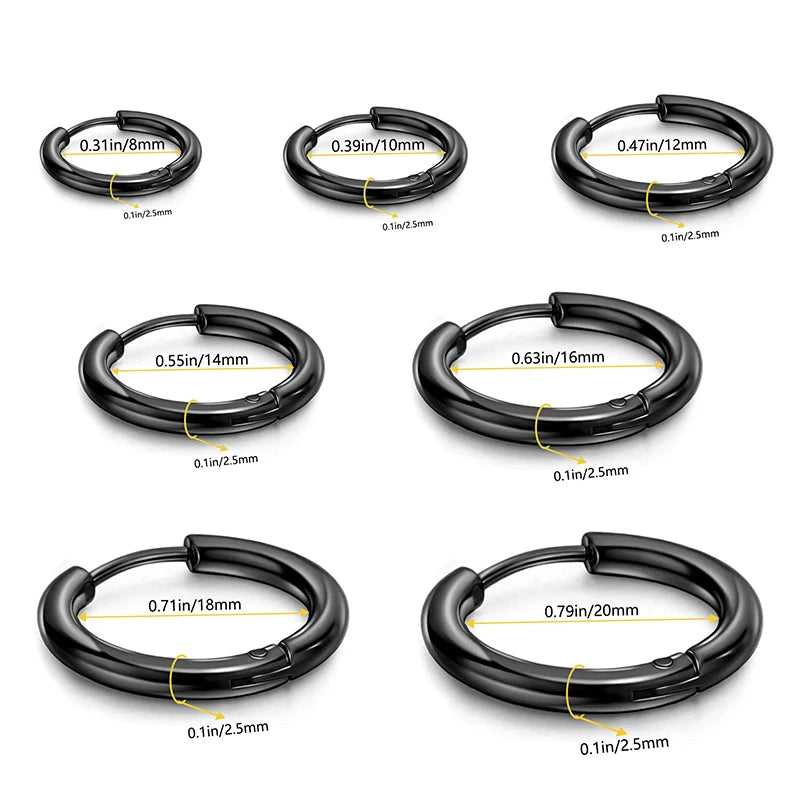 1PCS 2024 New Simple Stainless Steel Small Hoop Earrings for Women Men Cartilage Ear Piercing Jewelry Pendientes Hombre Mujer