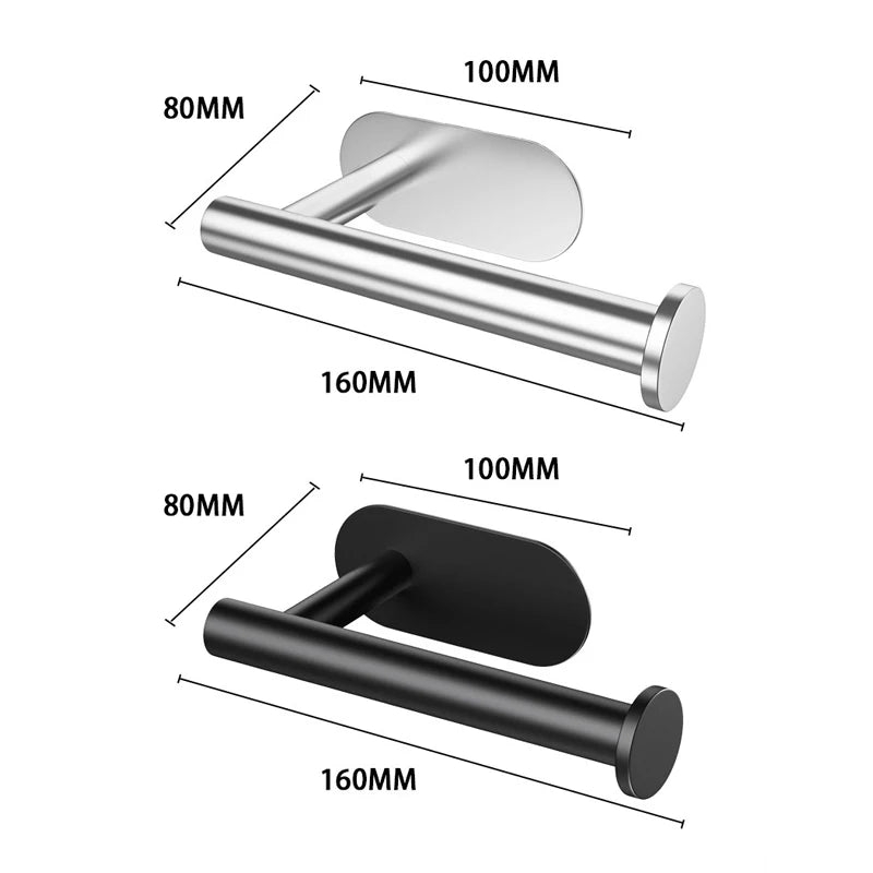 Adhesive Toilet Roll Paper Holder Organizer Wall Mount Storage Stand Kitchen Bathroom No Drill Tissue Towel Dispenser Stainless