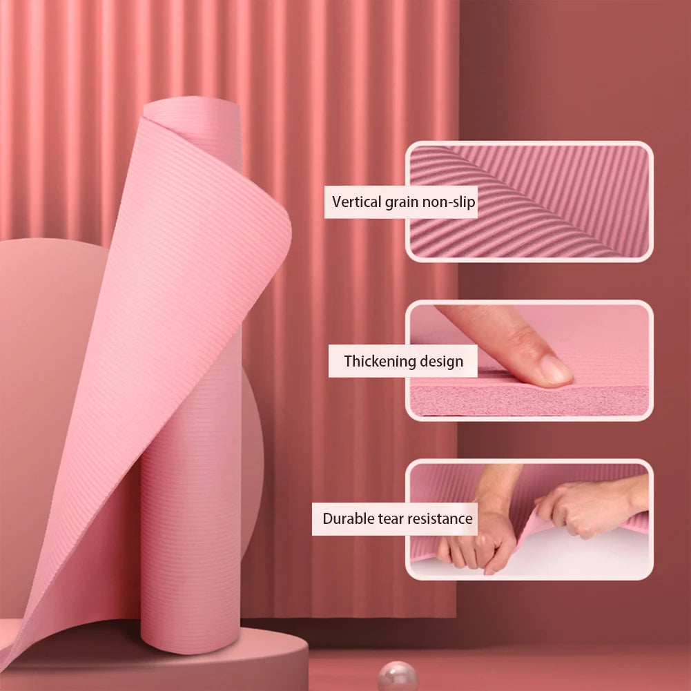 Yoga Mat Non Slip Exercise Mat Thick Solid Color Fitness Mat Yoga Workout Mat Multi-Function for Home Gym