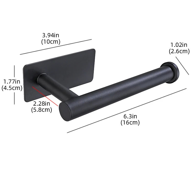 Adhesive Toilet Roll Paper Towel Holder Organizer Punch-free Wall Mount Storage Kitchen Bathroom No Drill Tissue Dispenser