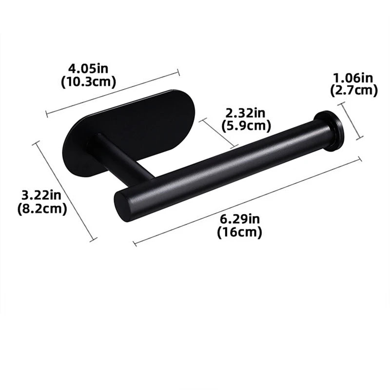 Adhesive Toilet Roll Paper Towel Holder Organizer Punch-free Wall Mount Storage Kitchen Bathroom No Drill Tissue Dispenser