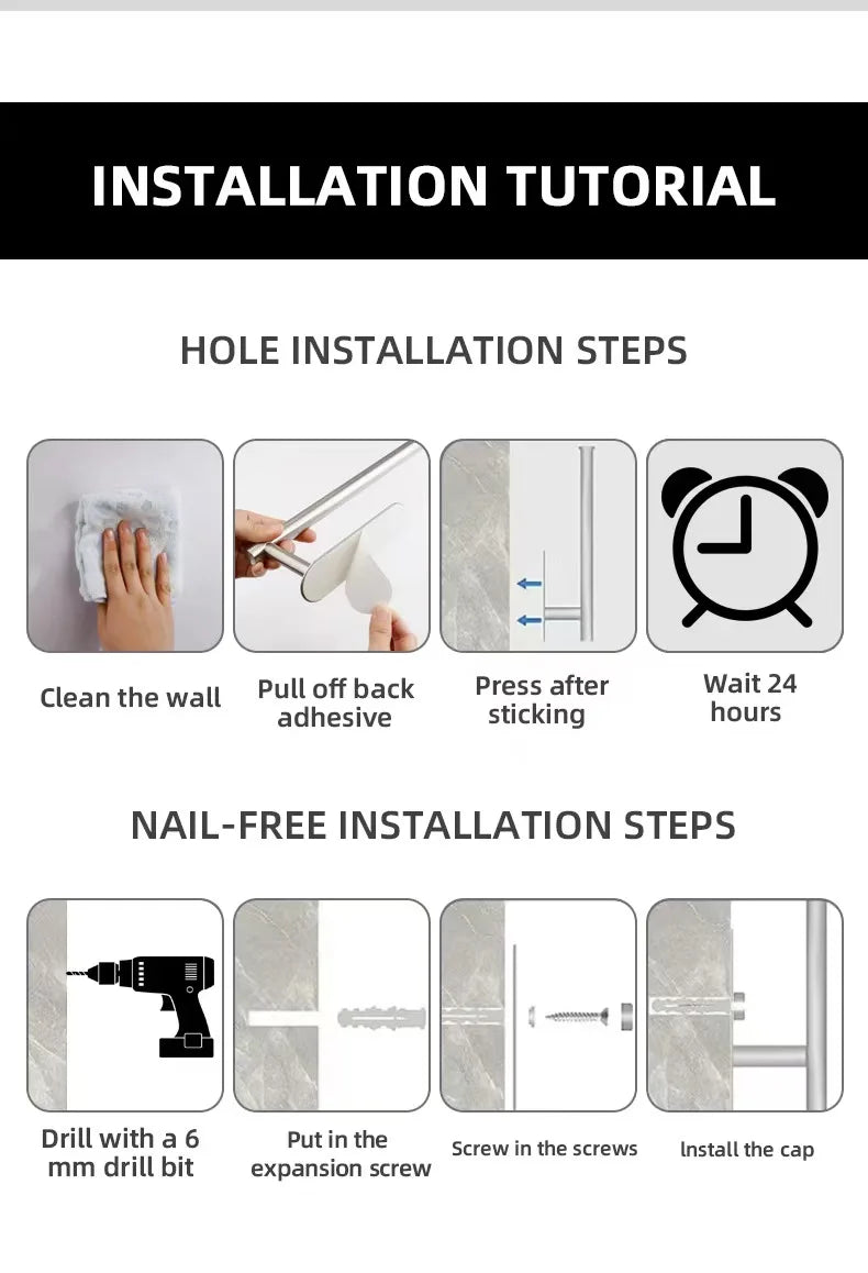 Adhesive Toilet Roll Paper Holder Organizer Wall Mount Storage Stand Kitchen Bathroom No Drill Tissue Towel Dispenser Stainless