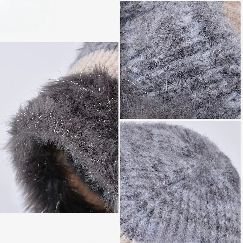 Autumn and Winter Lazy Wind Piled Up Hats  Plush Earmuffs Hats  Women's Wild Cold Hats Small Confinement Hats  Face-saving