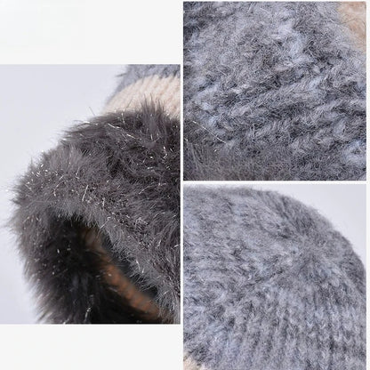 Autumn and Winter Lazy Wind Piled Up Hats  Plush Earmuffs Hats  Women's Wild Cold Hats Small Confinement Hats  Face-saving