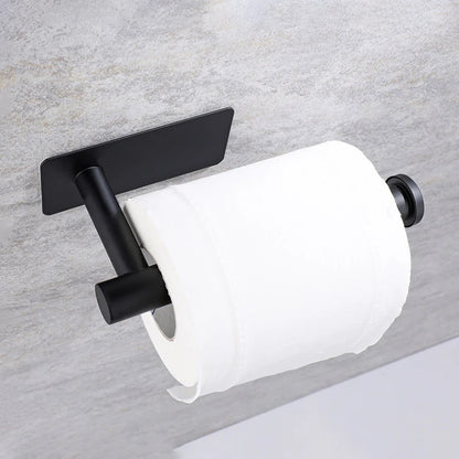 Adhesive Toilet Roll Paper Towel Holder Organizer Punch-free Wall Mount Storage Kitchen Bathroom No Drill Tissue Dispenser