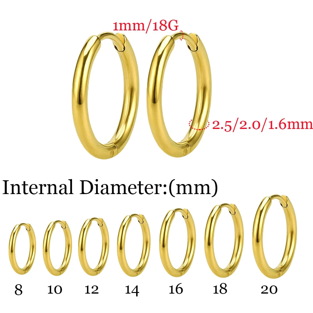 2023 New Simple Stainless Steel Small Huggie Hoop Earrings for Women Men Cartilage Ear Piercing Jewelry Pendientes Hombre Mujer