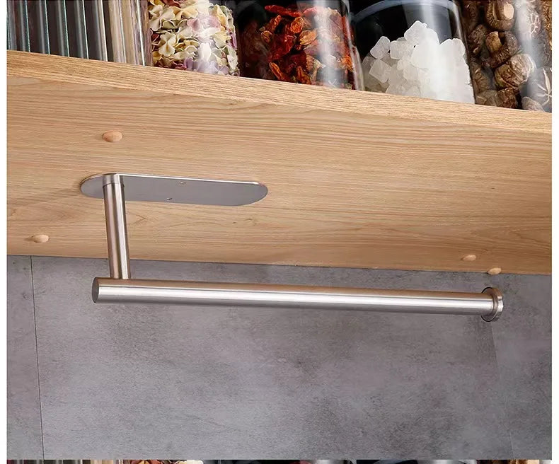 Adhesive Toilet Roll Paper Holder Organizer Wall Mount Storage Stand Kitchen Bathroom No Drill Tissue Towel Dispenser Stainless