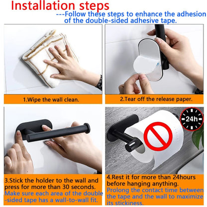 Adhesive Toilet Roll Paper Towel Holder Organizer Punch-free Wall Mount Storage Kitchen Bathroom No Drill Tissue Dispenser