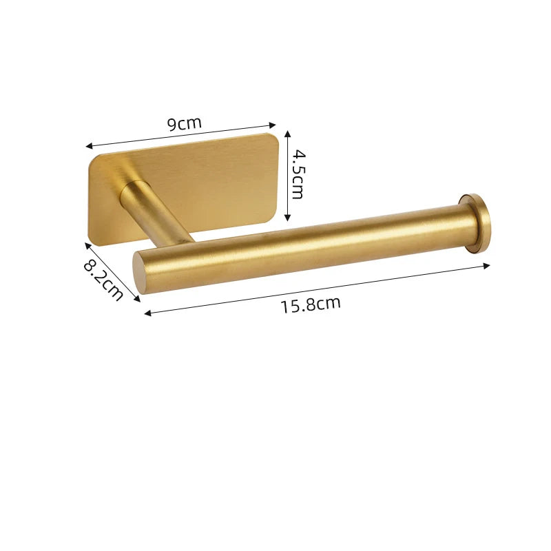 Adhesive Toilet Roll Paper Towel Holder Organizer Punch-free Wall Mount Storage Kitchen Bathroom No Drill Tissue Dispenser