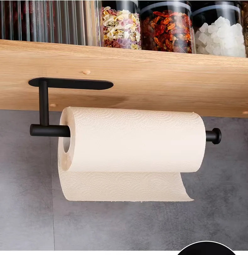 Adhesive Toilet Roll Paper Holder Organizer Wall Mount Storage Stand Kitchen Bathroom No Drill Tissue Towel Dispenser Stainless