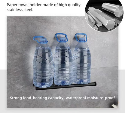 Adhesive Toilet Roll Paper Holder Organizer Wall Mount Storage Stand Kitchen Bathroom No Drill Tissue Towel Dispenser Stainless