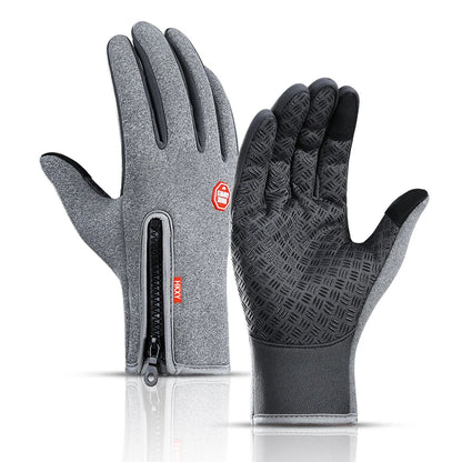 Men Women Cycling Winter Warm Sport Gloves Touchscreen Outdoor Fishing Splash-proof Skiing Snowboard Nonslip Zipper Gloves