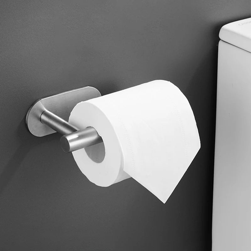 Adhesive Toilet Roll Paper Holder Organizer Wall Mount Storage Stand Kitchen Bathroom No Drill Tissue Towel Dispenser Stainless