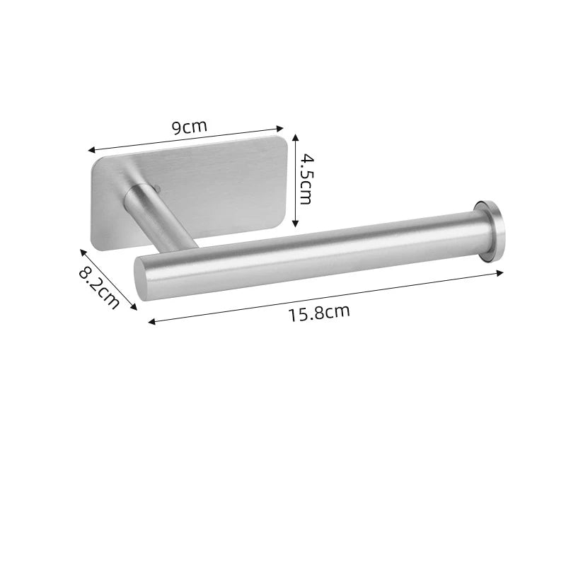 Adhesive Toilet Roll Paper Towel Holder Organizer Punch-free Wall Mount Storage Kitchen Bathroom No Drill Tissue Dispenser