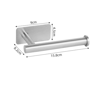 Adhesive Toilet Roll Paper Towel Holder Organizer Punch-free Wall Mount Storage Kitchen Bathroom No Drill Tissue Dispenser
