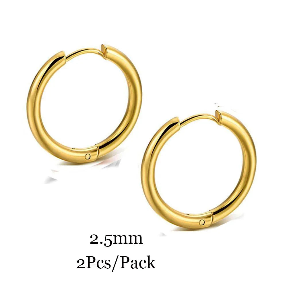 2023 New Simple Stainless Steel Small Huggie Hoop Earrings for Women Men Cartilage Ear Piercing Jewelry Pendientes Hombre Mujer