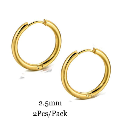 2023 New Simple Stainless Steel Small Huggie Hoop Earrings for Women Men Cartilage Ear Piercing Jewelry Pendientes Hombre Mujer