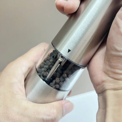 Electric Pepper Grinder Spice Mill Prmium Stainless Steel Grinder with Cover Adjustable Ceramic Core grinder With LED light