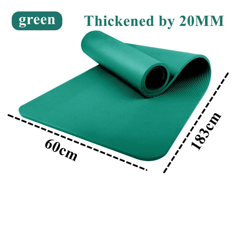 183×60cm Thick Yoga Mat Anti-skid Sports Fitness Mat 20MM Comfort Foam Yoga Matt for Exercise Yoga and Pilates Gymnastics Mat