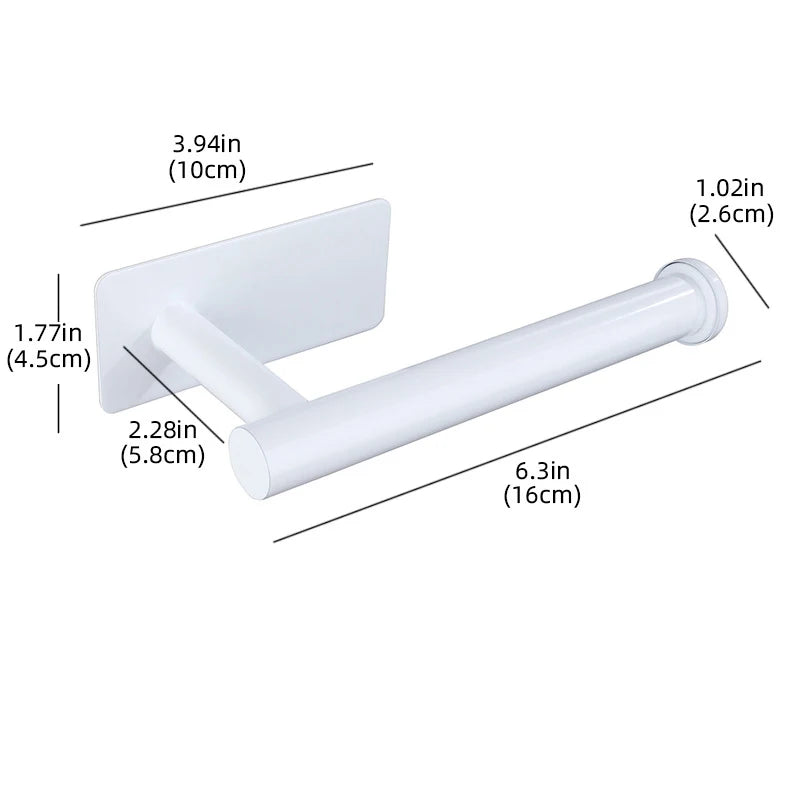 Adhesive Toilet Roll Paper Towel Holder Organizer Punch-free Wall Mount Storage Kitchen Bathroom No Drill Tissue Dispenser