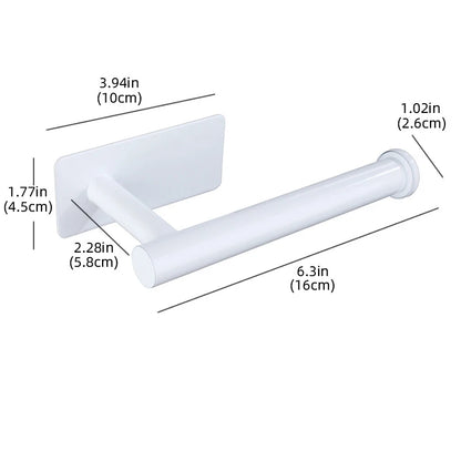 Adhesive Toilet Roll Paper Towel Holder Organizer Punch-free Wall Mount Storage Kitchen Bathroom No Drill Tissue Dispenser