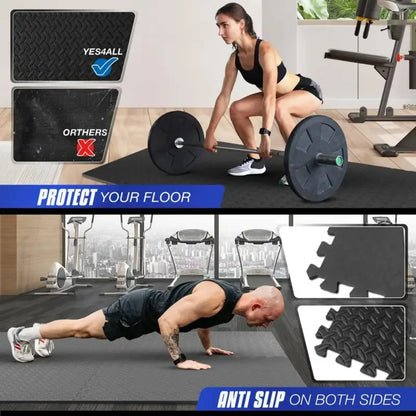8-Piece Interlocking Gym Mat 2.5cm Thick Non-slip Shock-absorbing Washable Yoga Mat Suitable for Gyms Living Rooms Garages Etc
