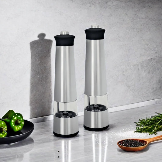 Electric Pepper Grinder Spice Mill Prmium Stainless Steel Grinder with Cover Adjustable Ceramic Core grinder With LED light