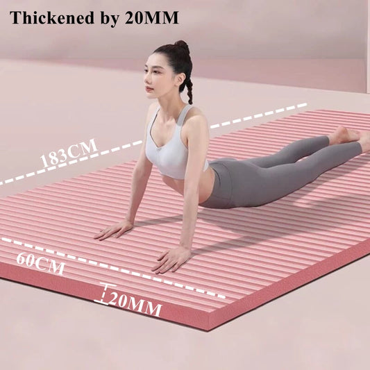 183×60cm Thick Yoga Mat Anti-skid Sports Fitness Mat 20MM Comfort Foam Yoga Matt for Exercise Yoga and Pilates Gymnastics Mat