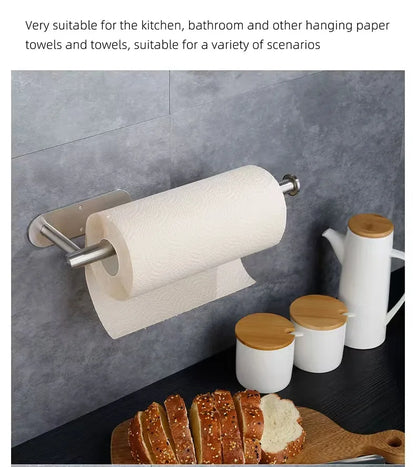 Adhesive Toilet Roll Paper Holder Organizer Wall Mount Storage Stand Kitchen Bathroom No Drill Tissue Towel Dispenser Stainless