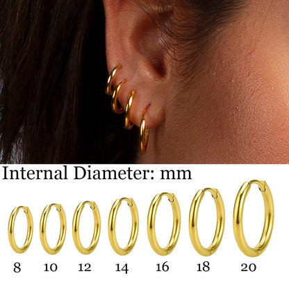 2023 New Simple Stainless Steel Small Huggie Hoop Earrings for Women Men Cartilage Ear Piercing Jewelry Pendientes Hombre Mujer