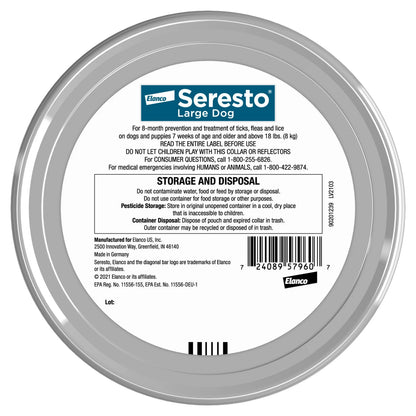 Seresto™ 8-Month Flea & Tick Prevention Collar for Large Dogs (Over 18 lbs)